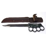 A WWII period knuckle duster knife, the handle stamped 'Wyllie London Scottish, 1944',