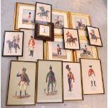 A quantity of military-related prints, all framed and glazed.