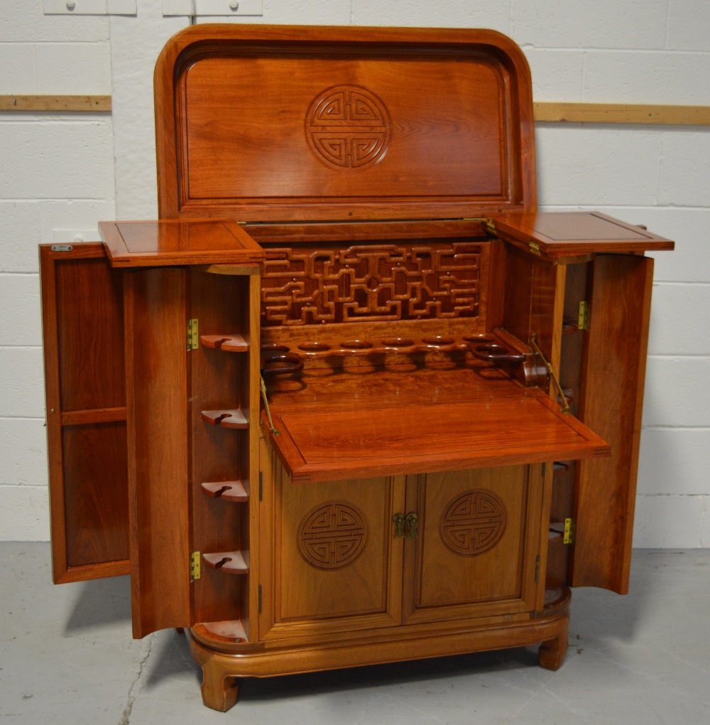 An Oriental hardwood cocktail cabinet with fully fitted interior, width 90cm. - Image 2 of 2