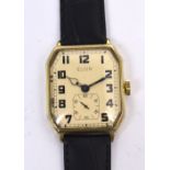 Elgin; a 1925 gentlemen's wrist watch, three piece octagonal white and yellow 14ct gold filled case,