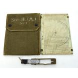 A WWII period German clinometer of tooled steel construction with small inset magnifying glass and