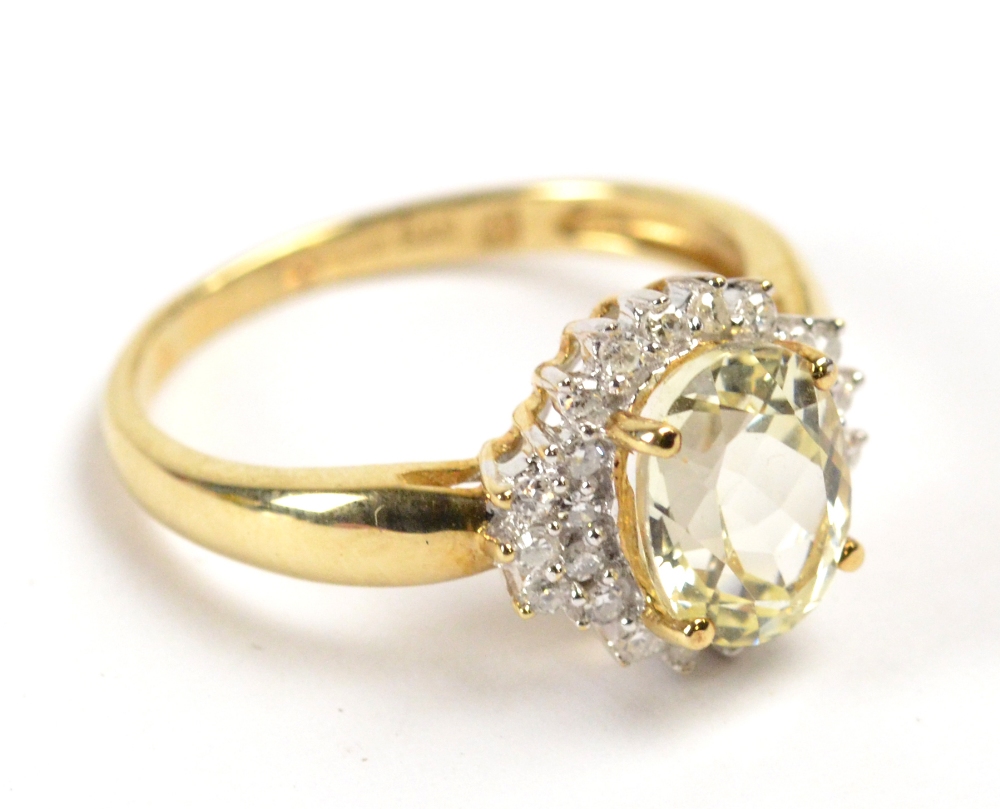 A 9ct yellow gold floral set dress ring, size P 1/2, approx 3.1g.