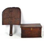 An early 18th century small oak lidded box with chip carved decoration to the uprights and edges,