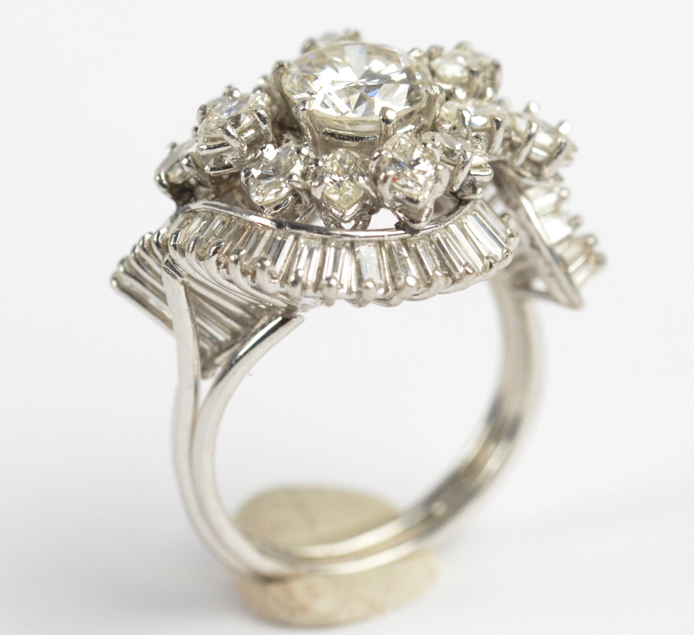 A white gold and diamond set ballerina/cluster ring, - Image 2 of 3