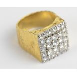 A gentleman's 18ct yellow gold and diamond set cluster ring,