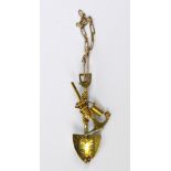 An 18ct yellow gold South African gold digger brooch modelled as a spade, pick and bucket,