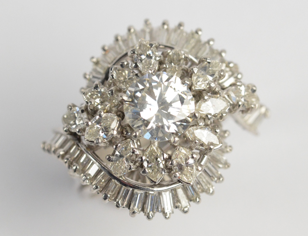 A white gold and diamond set ballerina/cluster ring, - Image 3 of 3