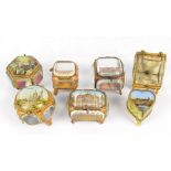 Seven early 20th century glass and metal mounted trinket boxes,