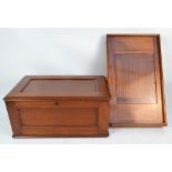 A 20th century mahogany box with hinged lid together with a mahogany bed tray with reading slope,