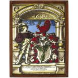 Wappenscheibe "Bernoulli Basel" Datiert 1911. Renaissance-Stil. Polychrome Glasmalerei mit