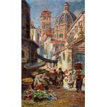 Aerni Franz Theodor 1853 - 1918 Aarburg "Markt in der Altstadt von Rom". Oel auf Leinwand. Unten