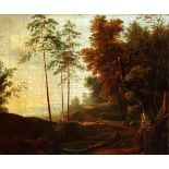 Bischoff Jakob Christoph 1793 Bern - 1825 Allschwil "Italienische Landschaft". Oel auf Leinwand.