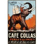 Werbeplakat "Café Collas" Farbdruck, bezeichnet "Imp. la Semeuse, Estampes 1927". Gerahmt. Bildmasse