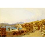 von Alt Rudolf 1812 - 1905 Wien zugeschrieben "Mediterrane Hafenstadt". Aquarell auf Papier. Unten