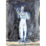 Falk Hans 1918 - 2002 Zürich "Pantomime Marcel Marceau". Oel und Gouache auf Papier. Unten links