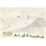 Torcapel John 1881 - 1965 Genf "Le Mont Blanc du plateau d'Assy". Aquarell und Kohle auf