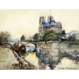 Rouault Georges-Dominique 1904 - 2002 Paris "Paris - Quai de Seine et Notre Dame". Gouache und