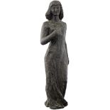 Spörri Eduard 1901 - 1995 Wettingen "Dame in Robe". Bronzeskulptur patiniert. Signiert. Höhe 49.5 cm