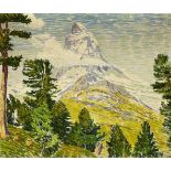 Schweizer Schule Anfang 20. Jh. "Matterhorn". Oel auf Leinwand. Gerahmt. Bildmasse 50 cm × 60 cm