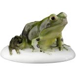 Wasserfrosch Rosenthal Selb Mitte 20. Jh. Entwurf Dorothea Moldenhauer 1923. Mehrfarbig staffierte