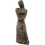 Schweizer Bildhauer 20. Jh. "Frauenhalbakt". Bronzeskulptur patiniert. Höhe 29 cm