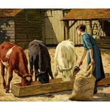 King William Gunning 1859 South Kensington - 1940 Petersfield "Feeding the calves". Oel auf