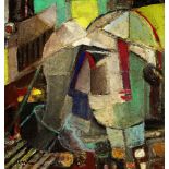 Cini Alfredo 1887 Galluzzo - 1970 Sierre "Tête cubiste". Oel auf Hartfaserplatte. Signiert. Gerahmt.
