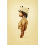 Rakotomalala H. Madagassischer Künstler 20. Jh. "Femme malagache". Aquarell und Tusche auf Papier.