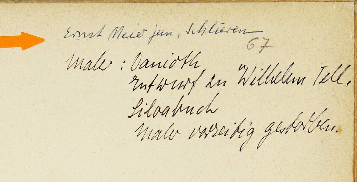 Danioth Heinrich 1896 Altdorf - 1953 Flüelen "Wilhelm Tell". Tuschfeder und Aquarell auf Papier. - Image 3 of 3