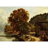 Girardet Karl 1813 Le Locle - 1871 Paris zugeschrieben "Partie am Brienzersee". Oelstudie auf