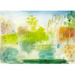 Staiger Otto 1894 - 1967 Basel "Frühlingsboten - Landschaft". Aquarell auf Büttenpapier. Unten