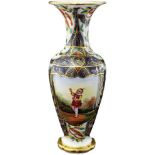 Ziervase "Chinoiserie" Um 1850. Porzellan mit Kobaltfond. Orientalisierende, polychrome