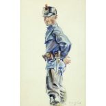 Traffelet Friedrich Eduard 1897 - 1954 Bern "Junger Soldat". Aquarell auf Büttenpapier. Signiert.