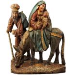 Figurengruppe "Flucht nach Ägypten" 18./19. Jh. Zweiteilige Figurengruppe Maria mit Jesuskind auf