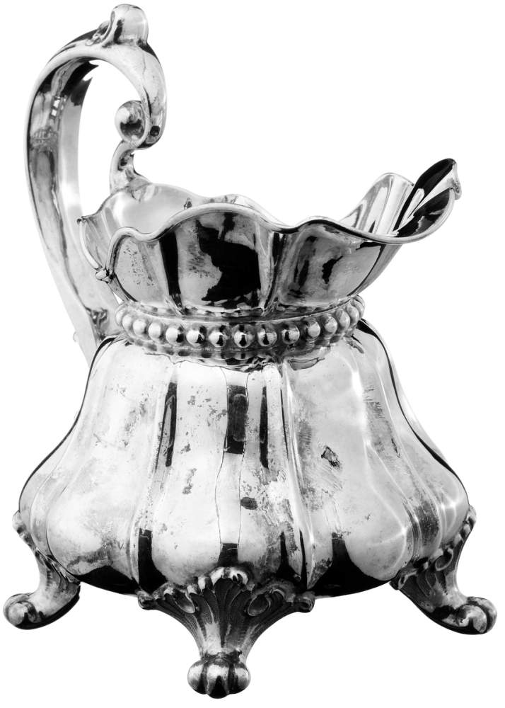 Crémier Bern um 1850. Meistermarke Rehfues. Silber gedrückt, getrieben, geprägt. Am Fuss punziert.