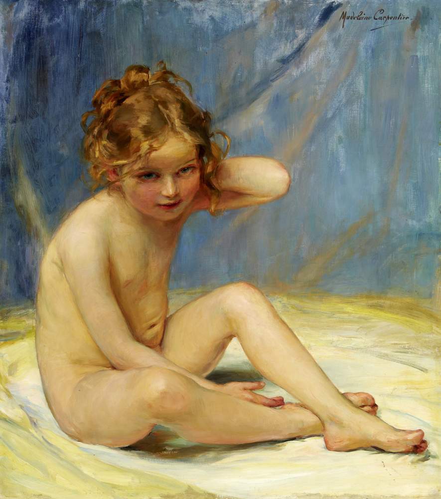 Carpentier Madeleine 1865 - 1949 Paris "Kinderportrait". Oel auf Leinwand. Oben rechts signiert,