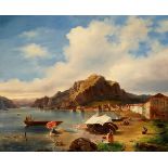 Gamba Francesco 1818 - 1887 Turin "Riva del Garda". Oel auf Leinwand. Unten links signiert.