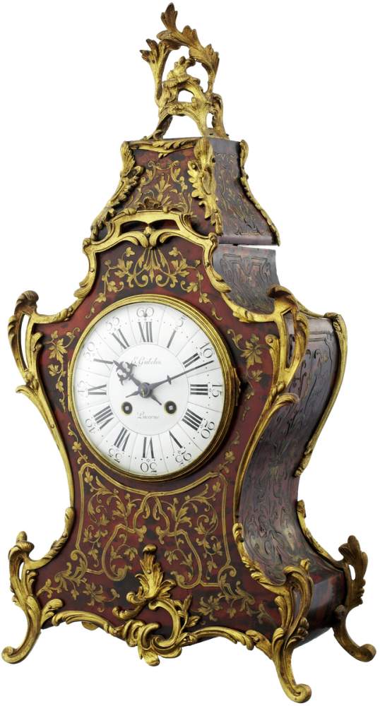 Pendule "Gübelin" Anfang 20. Jh. Stil Louis XV. Auf dem Zifferblatt signiert "E. Gübelin,