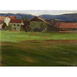 Hindenlang Charles 1894 - 1960 Basel "Baselbieter Landschaft". Oel auf Malkarton. Unten rechts