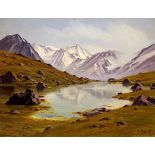 Gianoli Louis 1868 - 1957 Genf "Lac de Zaté - Val d'Herens". Oel auf Leinwand. Signiert, verso vom