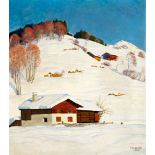 Colombi Plinio 1873 Ravecchia - 1951 Längmaad bei Spiez "Winter im Prättigau". Oel auf Leinwand.