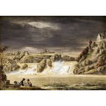 Neustück Maximilian 1756 Mainz - 1834 Basel "Rheinfall bei Schaffhausen". Gouache, Aquarell und