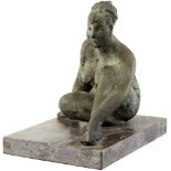 Moilliet Peter 1921 Bern "Weiblicher Akt". Bronzeskulptur. Am Steinsockel signiert. Höhe mit