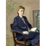 Morgenthaler Ernst 1887 Kleindietwil - 1962 Zürich "Damenportrait - Ateliersitzung". Oel auf