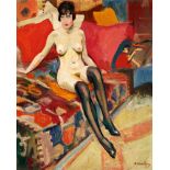 Schoellhorn Hans 1892 - 1982 Wintherthur "Le boudoir japonais - femme nu". Oel auf Leinwand. Unten