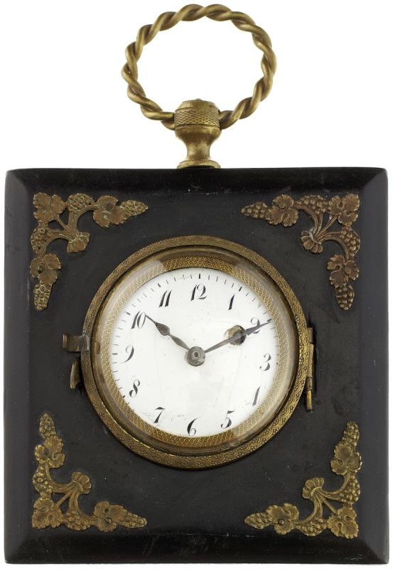 Wiener Reiseuhr Um 1820. Auf der Werkplatine signiert "Luinchel à Vienne". Ebonisiertes