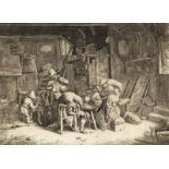 van Ostade Adriaen-Jansz 1610 - 1685 Harlem NL "Das Vesperbrot". Radierung. In der Platte