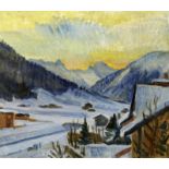 Schulz J. Europäische Schule Anfang 20. Jh. "Winter in Davos". Oel auf Leinwand. Signiert, verso