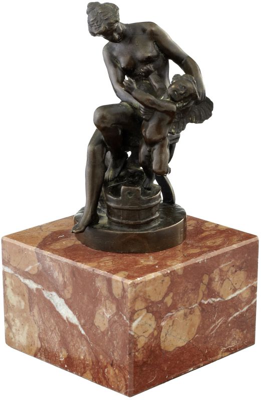 Miniaturbronze "Venus und Amor" Anfang 20. Jh. Entwurf Ferdinand Seeboek (1864 - 1953). Ausführung