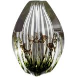 Vase "Fiskgraal" Orrefors. Entwurf Edward Hald. Farbloses, facettiertes Glas mit "Fiskgraal"-